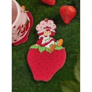 Strawberry Shortcake Cartoon Coaster Cute Strawberry-Shaped Drink Mat, Retro